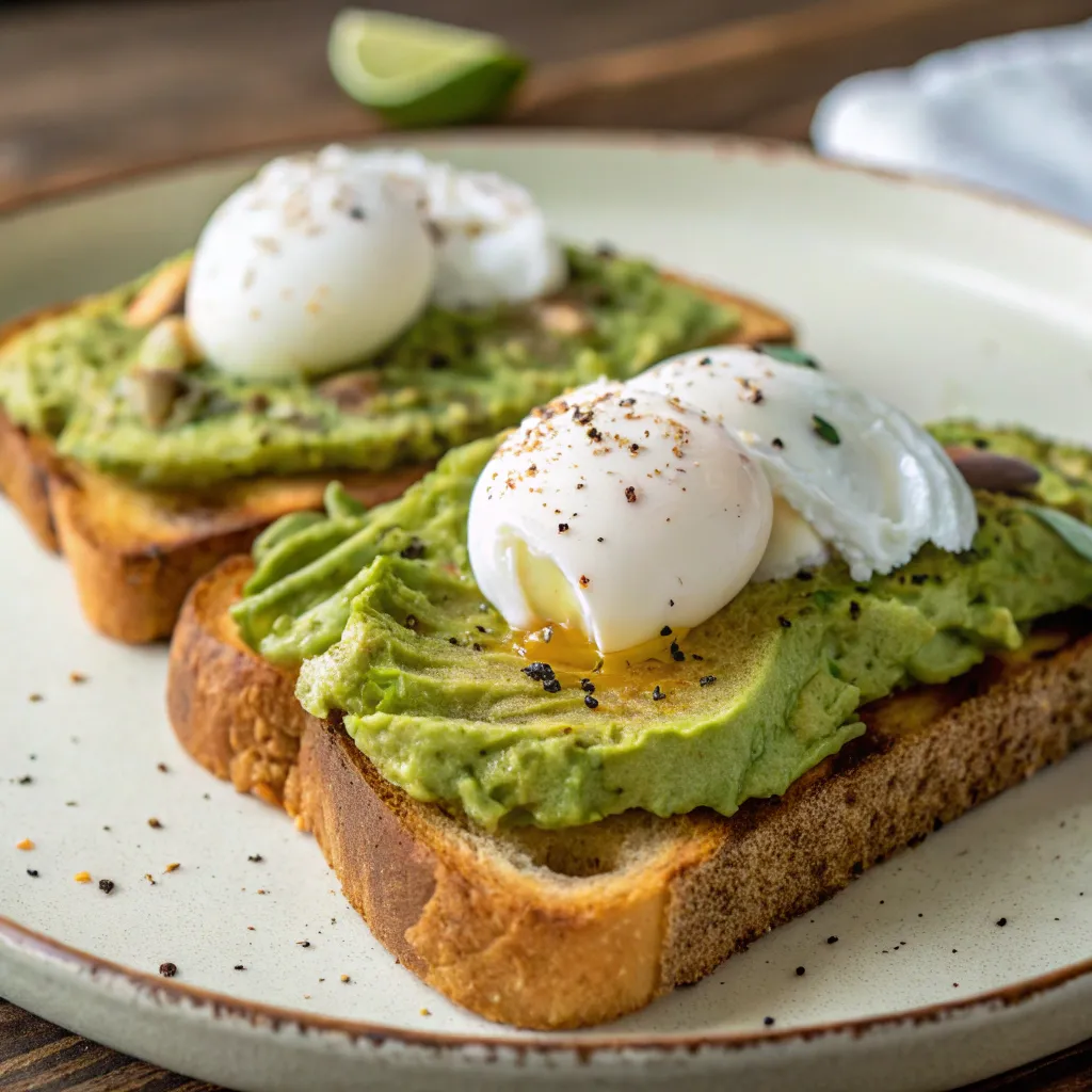 Avocado toast with poached eggs