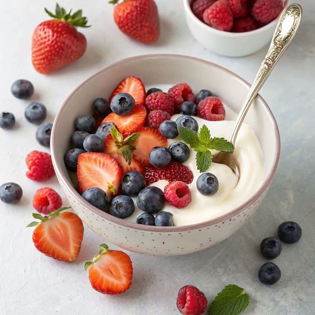 Fresh berries and yogurt